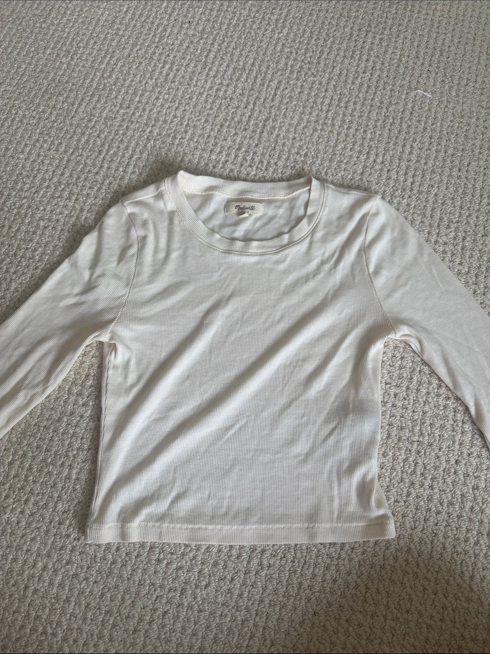 Madewell Ribbed Long Sleeve Tee in Cream